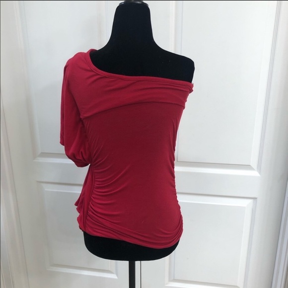 Say Anything One Shoulder Red Blouse - Picture 4 of 8